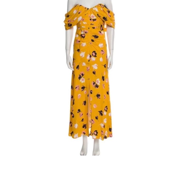 self portrait yellow dress self-portrait - Yellow Floral Cotton Midi Dress main image 1